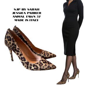 SJP by Sarah Jessica Parker Animal Fawn 37 made in italy leopard glitter pumps